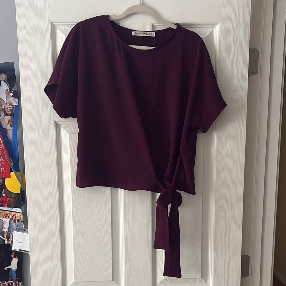 Lizard Thicket Deep Purple Blouse with Side Tie